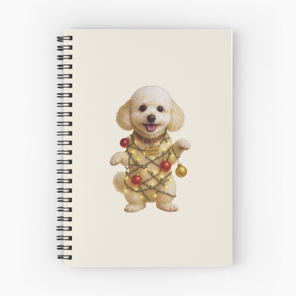 Item preview, Toffee Tangled in Christmas Lights – Cute Holiday Dog Art designed and sold by Mert Creates – Toffee & Rozi.
