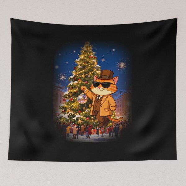 Item preview, Cat Detective Decorating Christmas Tree designed and sold by SmartDesigner-.