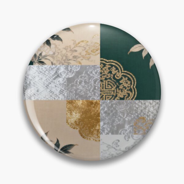 Item preview, Elegant Red Green & Gold Asian Floral Patchwork designed and sold by zzz888.