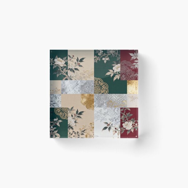 Item preview, Elegant Red Green & Gold Asian Floral Patchwork designed and sold by zzz888.