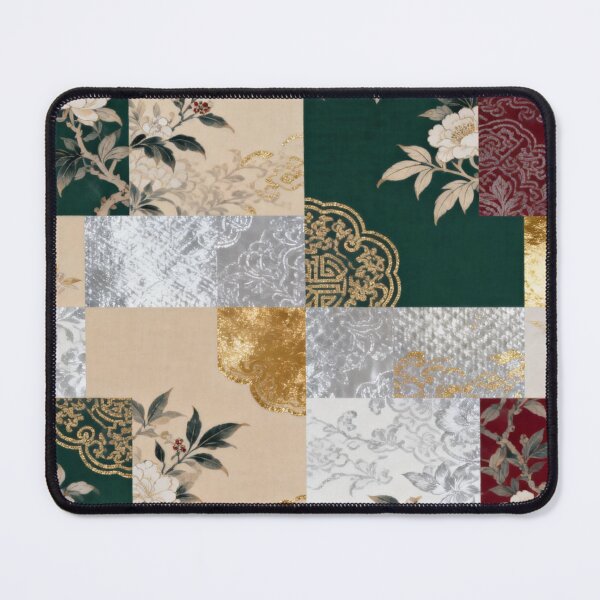 Item preview, Elegant Red Green & Gold Asian Floral Patchwork designed and sold by zzz888.