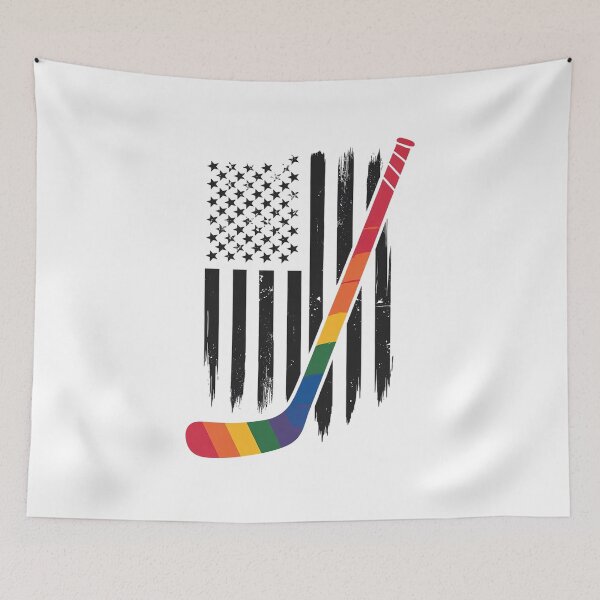 Item preview, American Flag Hockey LGBT-Q Rainbow Gay Pride Ally designed and sold by repconomArt.