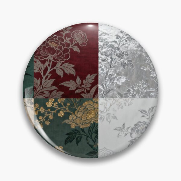 Item preview, Luxurious Red Green & Gold Chinoiserie Peony Patchwork designed and sold by zzz888.