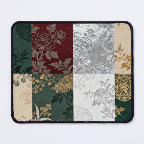 Item preview, Luxurious Red Green & Gold Chinoiserie Peony Patchwork designed and sold by zzz888.