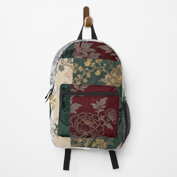 Item preview, Luxurious Red Green & Gold Chinoiserie Peony Patchwork designed and sold by zzz888.