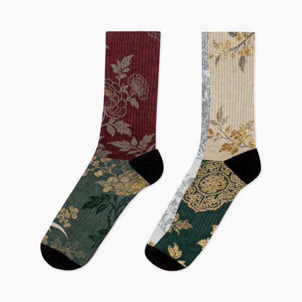 Item preview, Luxurious Red Green & Gold Chinoiserie Peony Patchwork designed and sold by zzz888.