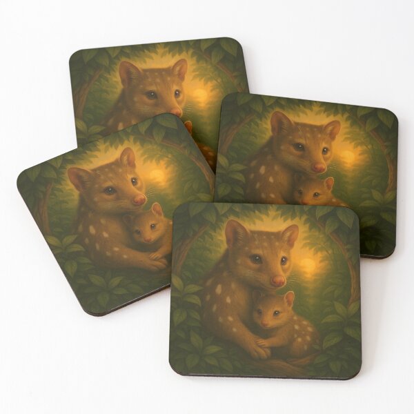 Item preview, Quoll Mother and Joey Wall Art – Golden Grove Wildlife Print designed and sold by GeoWild Designs.