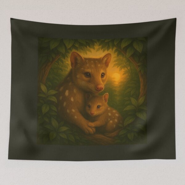 Item preview, Quoll Mother and Joey Wall Art – Golden Grove Wildlife Print designed and sold by GeoWild Designs.