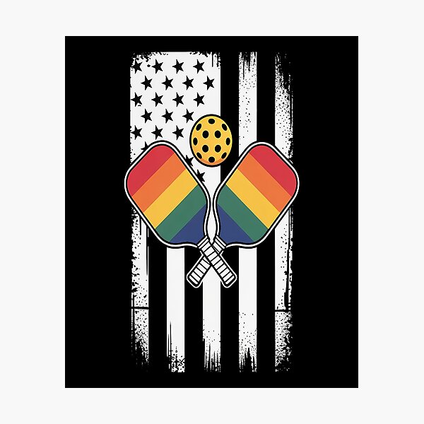 Item preview, American Flag Pickleball LGBT-Q Rainbow Gay Pride Ally designed and sold by repconomArt.