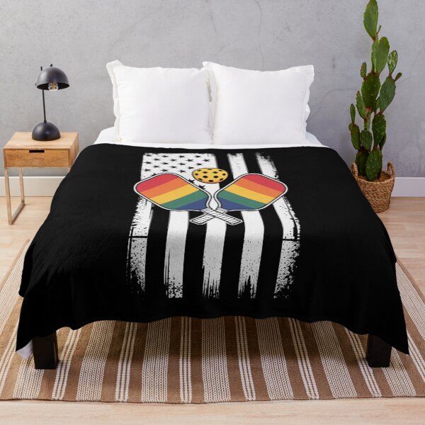 Item preview, American Flag Pickleball LGBT-Q Rainbow Gay Pride Ally designed and sold by repconomArt.