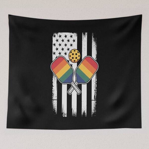 Item preview, American Flag Pickleball LGBT-Q Rainbow Gay Pride Ally designed and sold by repconomArt.