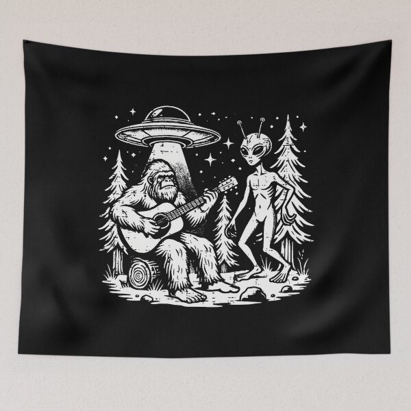 Item preview, Sasquatch Guitar Alien Ufo Camping Bigfoot Women Men designed and sold by CandyceMillie.