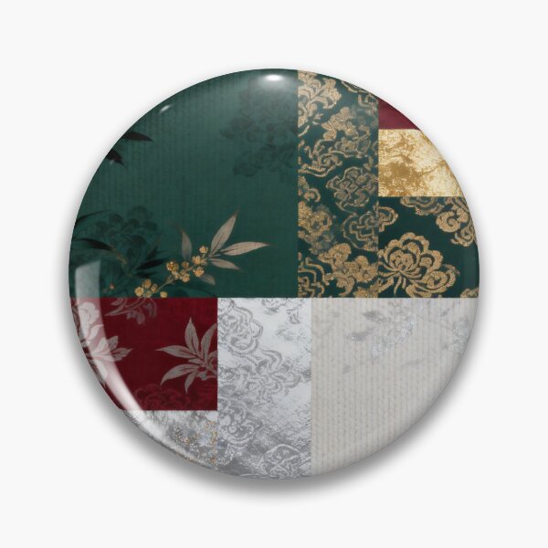 Item preview, Luxurious Emerald Burgundy & Gold Chinoiserie Bamboo Patchwork designed and sold by zzz888.