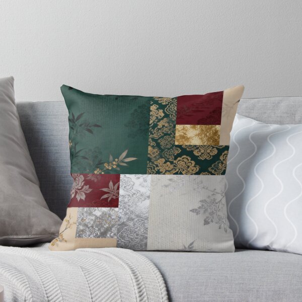 Item preview, Luxurious Emerald Burgundy & Gold Chinoiserie Bamboo Patchwork designed and sold by zzz888.