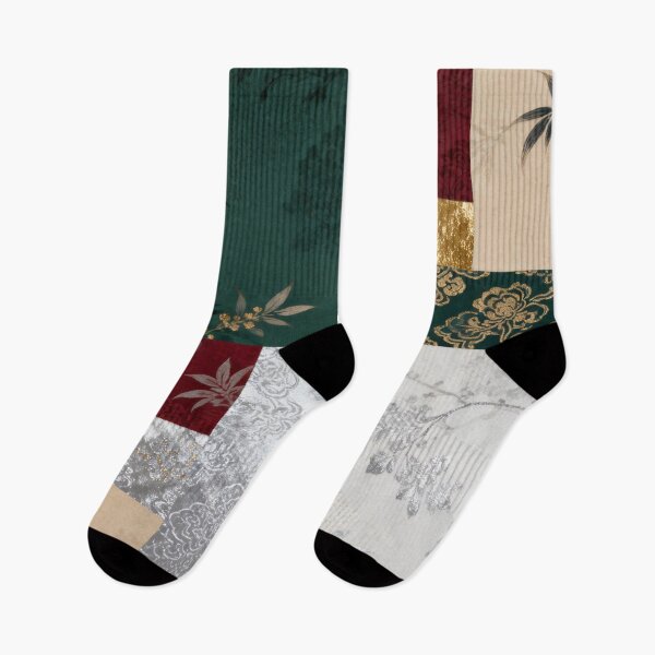 Item preview, Luxurious Emerald Burgundy & Gold Chinoiserie Bamboo Patchwork designed and sold by zzz888.