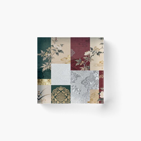 Item preview, Opulent Red Green & Gold Chinoiserie Floral Patchwork designed and sold by zzz888.