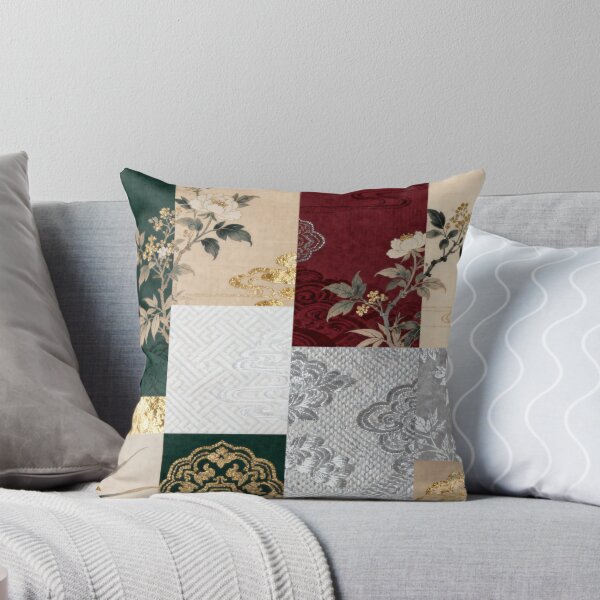 Item preview, Opulent Red Green & Gold Chinoiserie Floral Patchwork designed and sold by zzz888.
