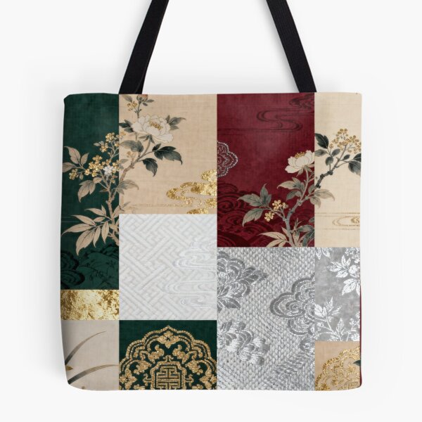 Item preview, Opulent Red Green & Gold Chinoiserie Floral Patchwork designed and sold by zzz888.