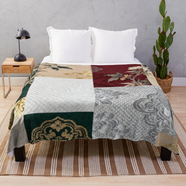 Item preview, Opulent Red Green & Gold Chinoiserie Floral Patchwork designed and sold by zzz888.