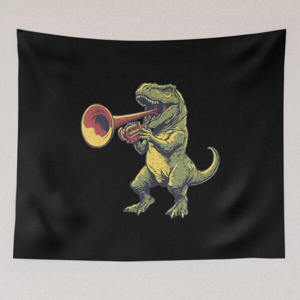 Item preview, T-Rex Dinosaur Playing Trumpet Musician Music designed and sold by JanetCarolyn.