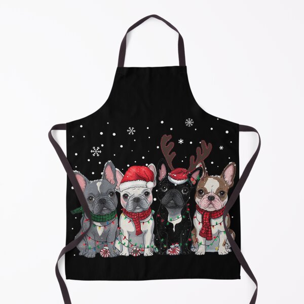 Item preview, Four French Bulldogs Christmas Lights Santa Hat Reindeer Antlers designed and sold by Taniyah Gomes.