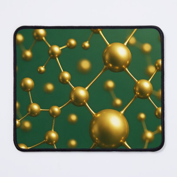 Item preview, Abstract Gold Molecule on Green – Modern Chemistry Art for Science Lovers designed and sold by EmeraldeaArt.