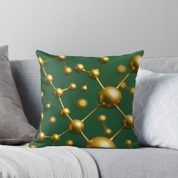 Item preview, Abstract Gold Molecule on Green – Modern Chemistry Art for Science Lovers designed and sold by EmeraldeaArt.