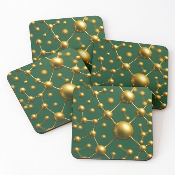 Item preview, Abstract Gold Molecule on Green – Modern Chemistry Art for Science Lovers designed and sold by EmeraldeaArt.