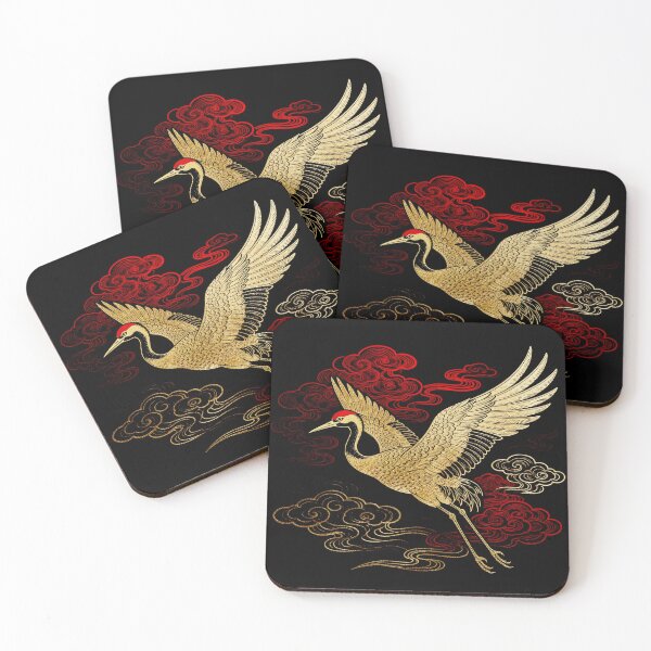 Item preview, Majestic Golden Crane Flying Among Red Auspicious Clouds designed and sold by zzz888.
