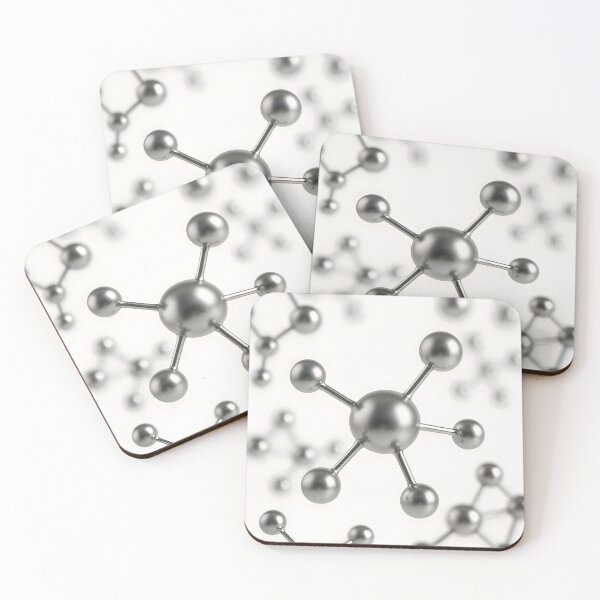 Item preview, Silver Metallic Molecule – Modern Chemistry Structure on White designed and sold by EmeraldeaArt.