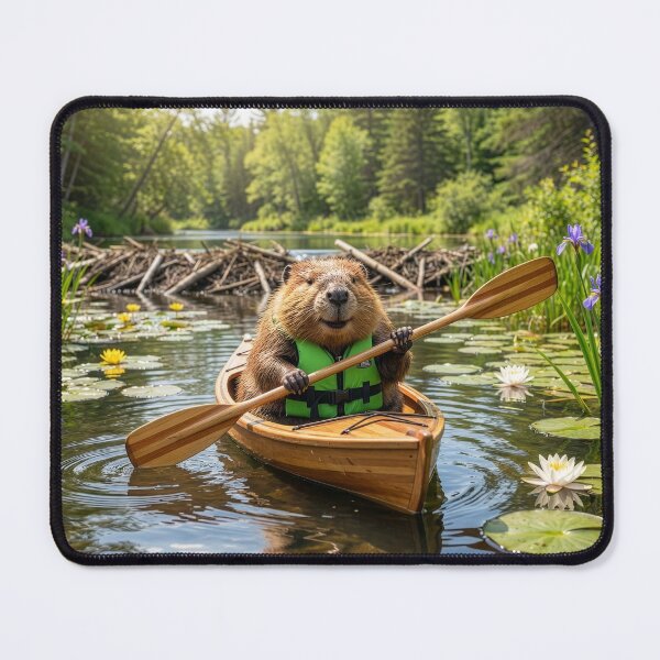 Item preview, Beaver Checks His Dam in a Kayak designed and sold by Tridentulus.