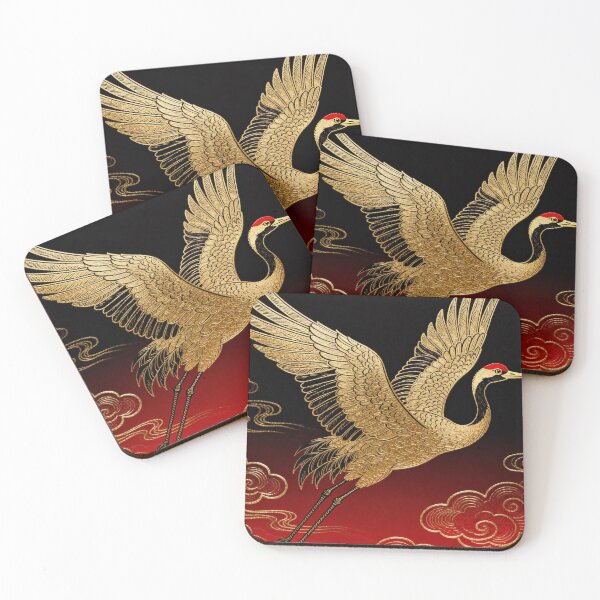 Item preview, Soaring Golden Crane over Crimson Clouds designed and sold by zzz888.
