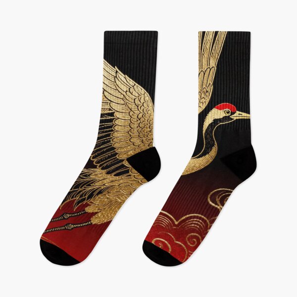 Item preview, Soaring Golden Crane over Crimson Clouds designed and sold by zzz888.