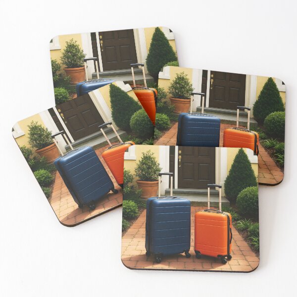 Item preview, Rolling Suitcases at Garden House Entry – Travel Arrival Scene designed and sold by EmeraldeaArt.