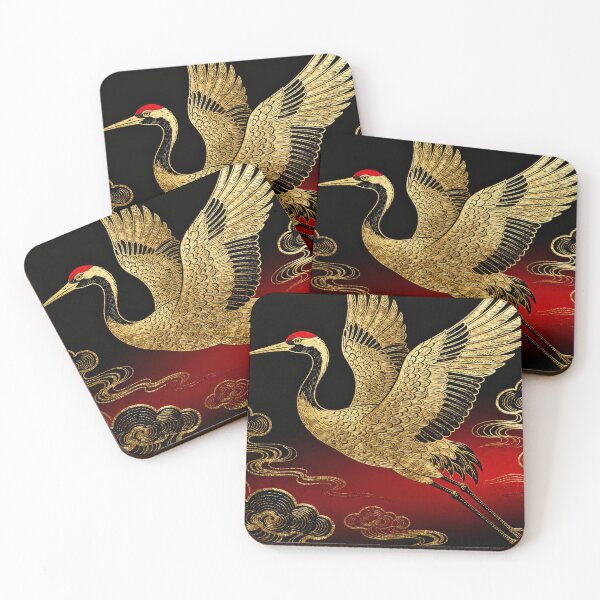 Item preview, Imperial Gold Crane Flight in Crimson Sky designed and sold by zzz888.