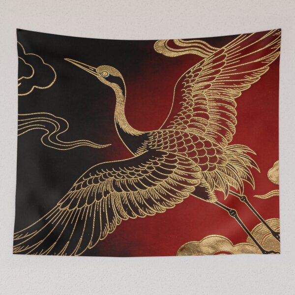 Item preview, Golden Crane Soaring in Crimson Twilight designed and sold by zzz888.