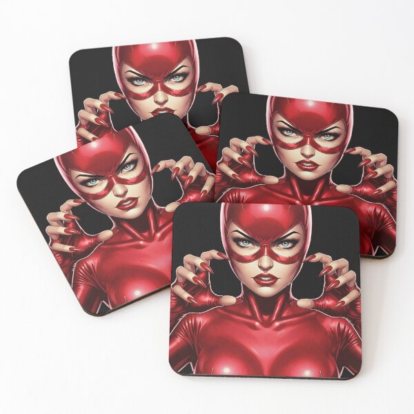 Item preview, Fierce Red Vigilante Woman in Metallic Suit - Bold Comic Style Art designed and sold by SammyMorry.