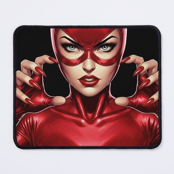 Item preview, Fierce Red Vigilante Woman in Metallic Suit - Bold Comic Style Art designed and sold by SammyMorry.