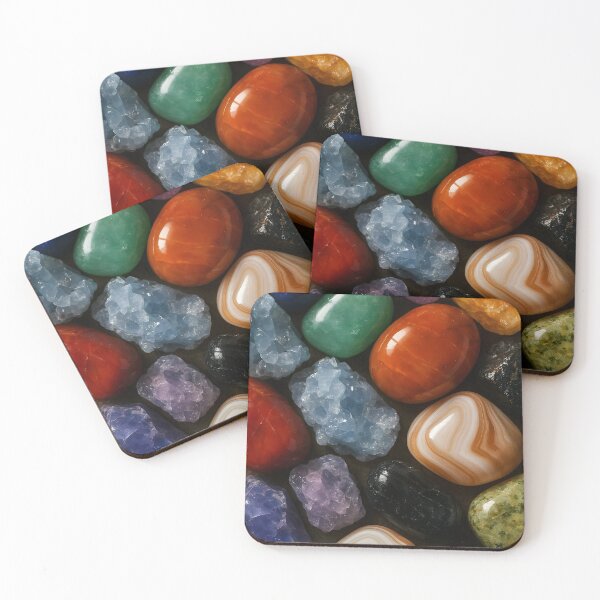 Item preview, Colorful Crystal Pebbles – Red Blue Green Gemstone Close-Up designed and sold by EmeraldeaArt.