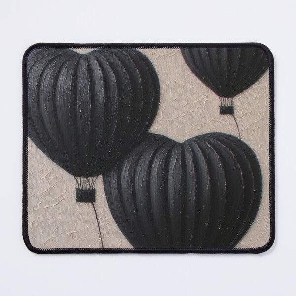 Item preview, Three black heart-shaped balloons in the sky designed and sold by Mianku | Für das Leben.