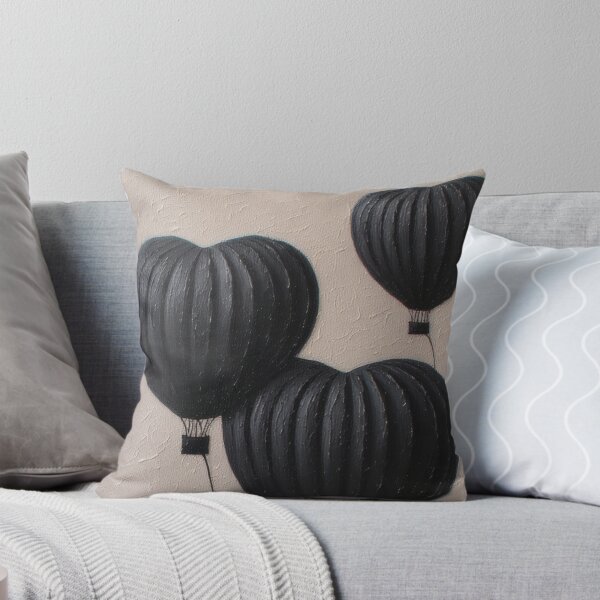 Item preview, Three black heart-shaped balloons in the sky designed and sold by Mianku | Für das Leben.