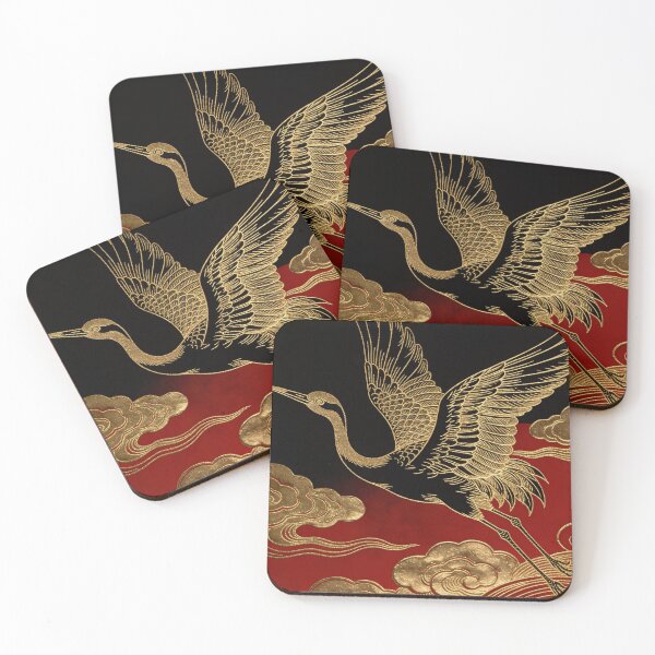 Item preview, Majestic Golden Crane Flight over Crimson Clouds designed and sold by zzz888.