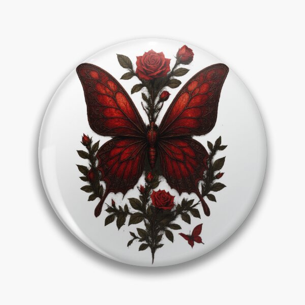 Artikelvorschau, Rotes Schmetterlings-Botanical-Gothic-Design entworfen und verkauft von CottonandQuill.