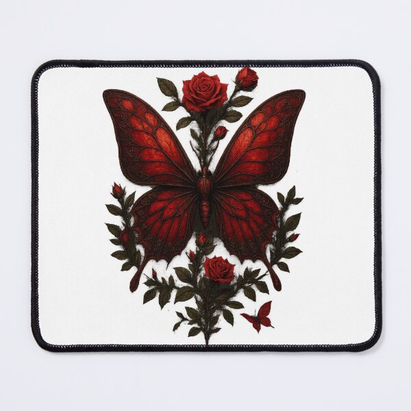Item preview, Red Butterfly Botanical Goth Design designed and sold by CottonandQuill.