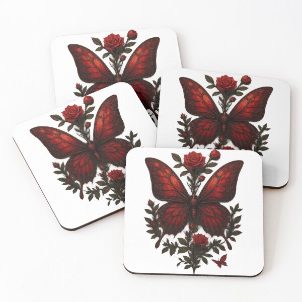 Item preview, Red Butterfly Botanical Goth Design designed and sold by CottonandQuill.