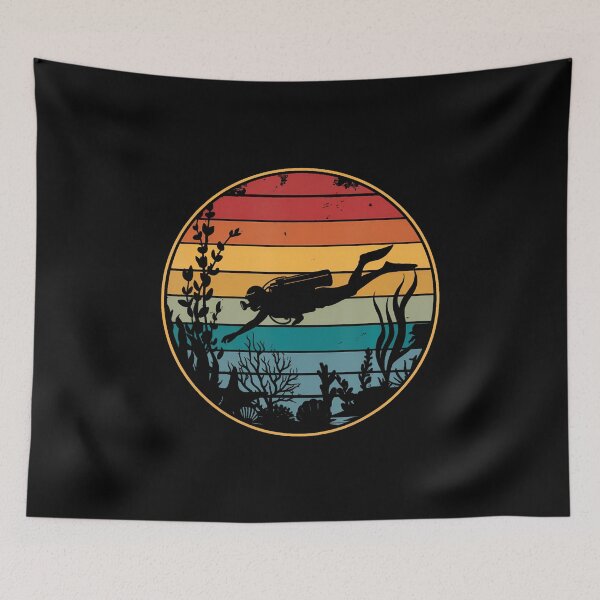 Item preview, Retro Sunset Scuba Diver Under Water Scuba Diving Divers designed and sold by JanetCarolyn.