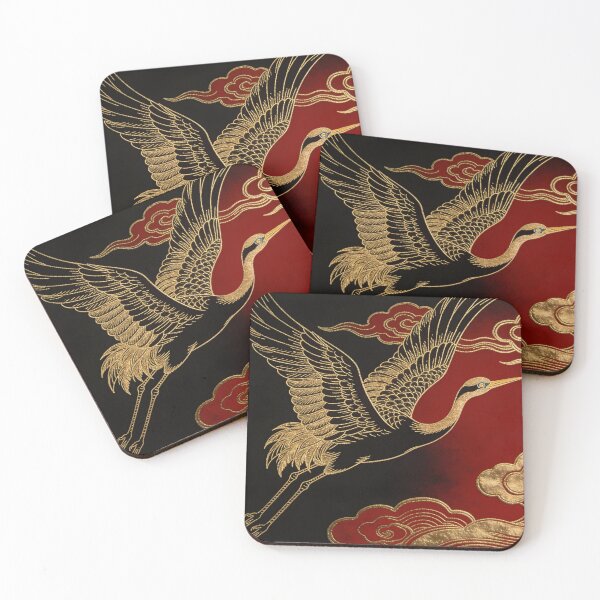 Item preview, Majestic Golden Crane Ascent in Crimson Mist designed and sold by zzz888.