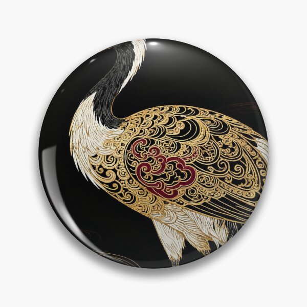 Item preview, Ornate Golden Crane Standing in Mystical Pine Garden designed and sold by zzz888.