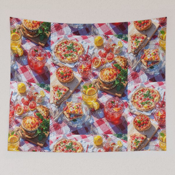 Item preview, Vibrant Summer Picnic – Colorful Food Art with Burgers, Pizza & Lemon Drinks designed and sold by Grafititee.
