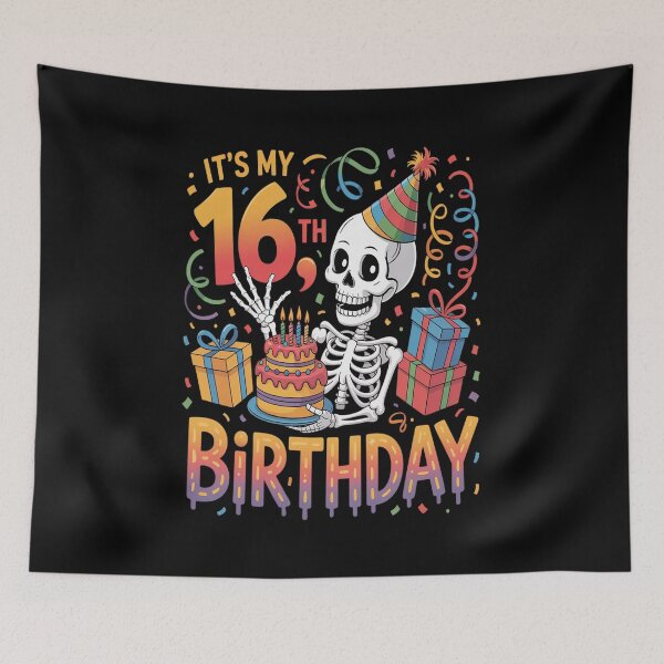 Item preview, It's My 16th Birthday Halloween Skeleton Matching Party designed and sold by KonopikaaArt.